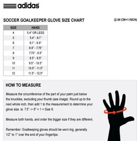 adidas gloves size chart.